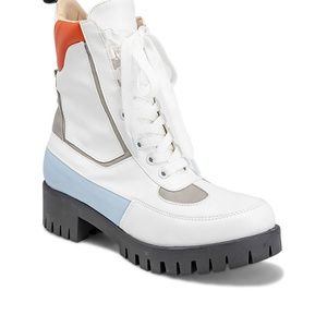 Chase + Chloe Shoes - Women's Lace Up Multi-color Ankle Combat Boots Chase + Chloe Shoes - Women's Lace Up Multi-color Ankle Combat Boots